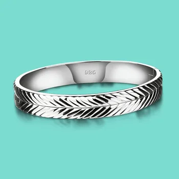 Woman 925 Sterling Silver Bracelet Ethnic Feather Grain Design Circular Solid Silver Bracelet Women Fashion Silver Jewelry
Woman 925 Sterling Silver Bracelet Ethnic Feather Grain Design Circular Solid Silver Bracelet Women Fashion Silver Jewelry