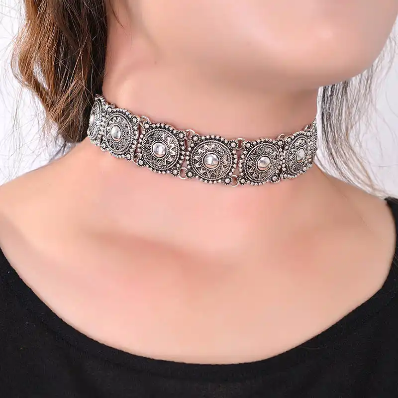 silver dog collar necklace