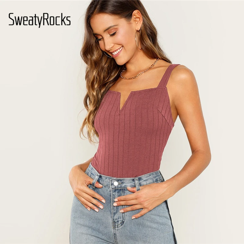 SweatyRocks Pink Ribbed Knit Sleeveless Top Solid Skinny Straps Neck Vest 2019 Summer Fashion Women Slim Fit Sexy Tank Tops
SweatyRocks Pink Ribbed Knit Sleeveless Top Solid Skinny Straps Neck Vest 2019 Summer Fashion Women Slim Fit Sexy Tank Tops