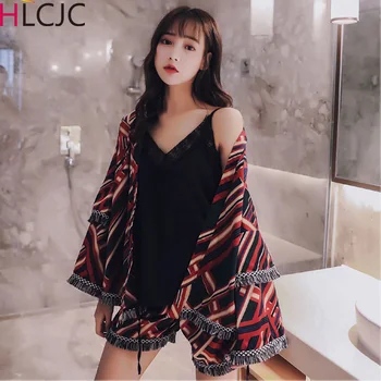Leisure Sleep Lounge Women Pajamas Sets Summer Comfortable Ice Silk Sleepwear Women Casual Pyjama Femme Indoor Clothing 3 Pieces
Leisure Sleep Lounge Women Pajamas Sets Summer Comfortable Ice Silk Sleepwear Women Casual Pyjama Femme Indoor Clothing 3 Pieces