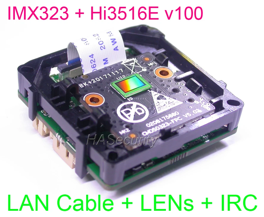 H.265 / H.264 (1080P) 1/2.9" Sony EXmor IMX323 + Hi3516E V100 IP CCTV camera PCB board module +LAN cable +M12 1080P LENs +IRC
H.265 / H.264 (1080P) 1/2.9" Sony EXmor IMX323 + Hi3516E V100 IP CCTV camera PCB board module +LAN cable +M12 1080P LENs +IRC