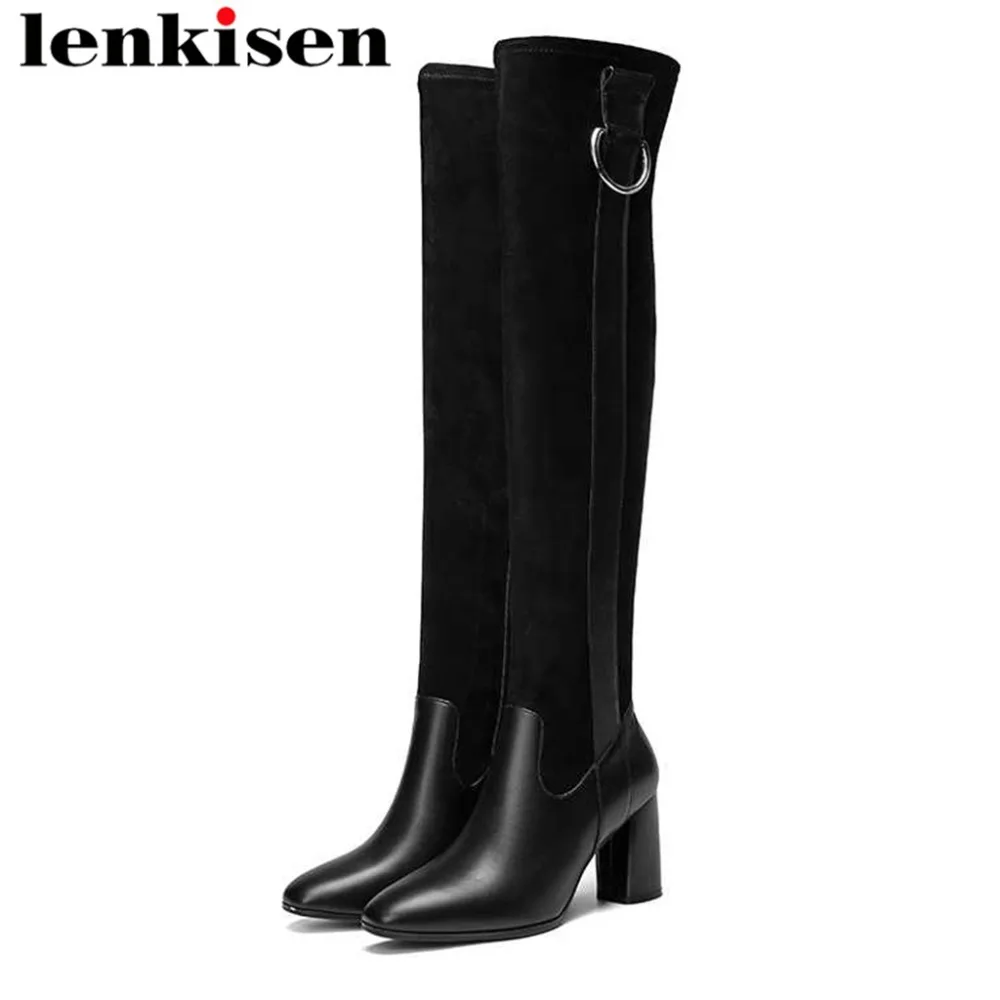 Lenkisen superstars genuine leather new design winter keep warm square toe high thick heels zipper black thigh high boots L77
Lenkisen superstars genuine leather new design winter keep warm square toe high thick heels zipper black thigh high boots L77