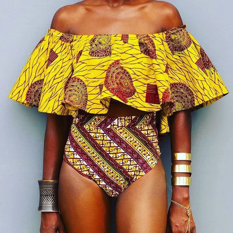 African Style Off The Shoulder Print Floral High Waist Bikini Set Women Swim Suit Swimwear Ruffles Push Up Padded Bathing Suits
African Style Off The Shoulder Print Floral High Waist Bikini Set Women Swim Suit Swimwear Ruffles Push Up Padded Bathing Suits