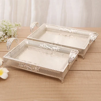 Luxury Rectangle Shape Silver Plated with Clear Rhinestones Jeweled Footed with Handle Metal Tray
Luxury Rectangle Shape Silver Plated with Clear Rhinestones Jeweled Footed with Handle Metal Tray