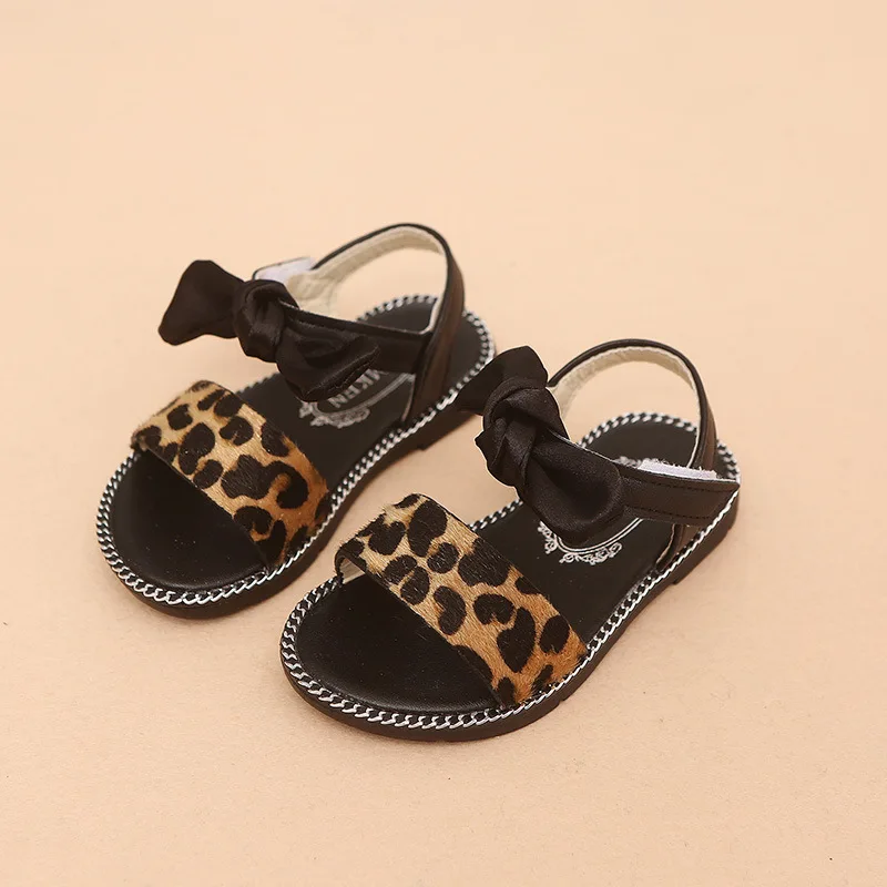 2019 новинка от 1 до 5 лет модная пляжная обувь с леопардовым принтом для маленьких