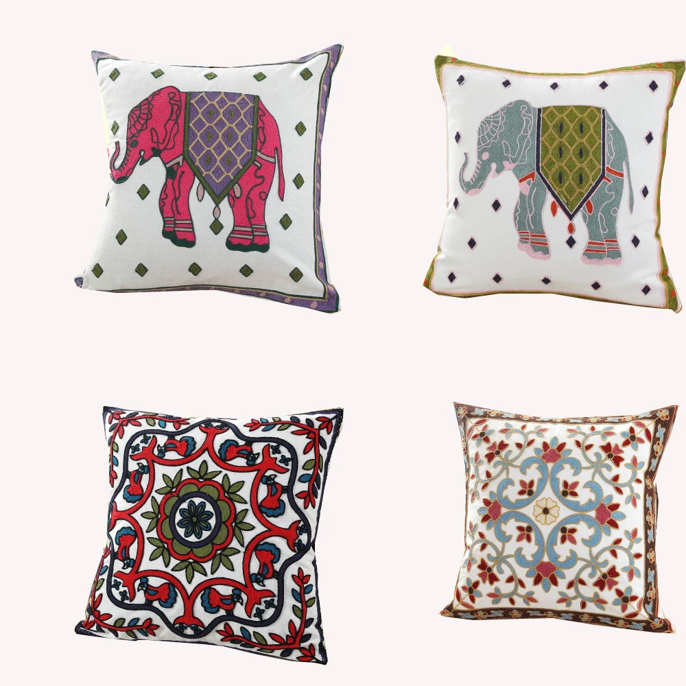 Indian elephant embroidered sofa cushion cover flower throw pillow cover cotton boho style decorative pillow case 45x45cm
Indian elephant embroidered sofa cushion cover flower throw pillow cover cotton boho style decorative pillow case 45x45cm