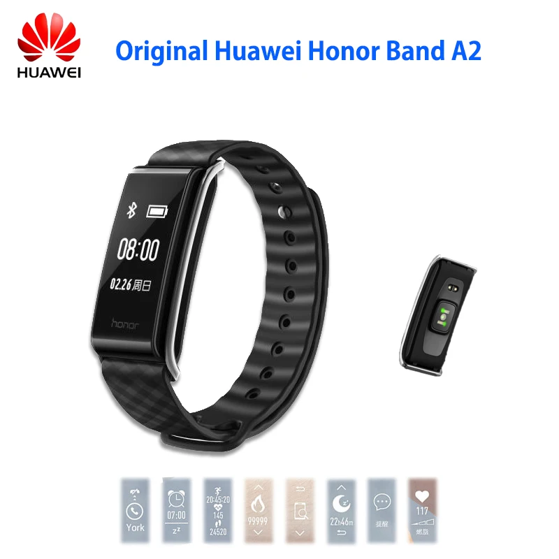 

In Stock Original Huawei Honor A2 Smart Wristband 0.96" OLED Screen Pulse Heart Rate Monitor Show Message Refuse Call IP67