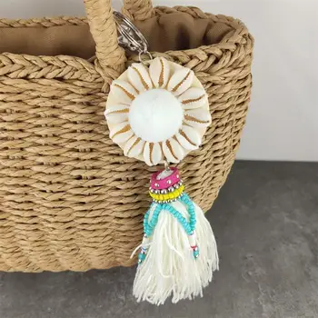 Handmade Jewelry Ethnic Keychain Shell Alloy Colorful Thread Pompom Tassel Beaded Charm Key Chain Bohemian Party Gift
Handmade Jewelry Ethnic Keychain Shell Alloy Colorful Thread Pompom Tassel Beaded Charm Key Chain Bohemian Party Gift