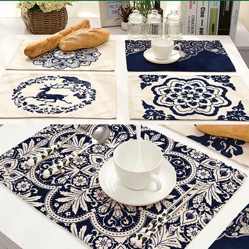 Blue And White Porcelain Series Flower Pattern Western Food Mat Cotton Linen Placemats Heat Insulation Table Pads Coasters
Blue And White Porcelain Series Flower Pattern Western Food Mat Cotton Linen Placemats Heat Insulation Table Pads Coasters