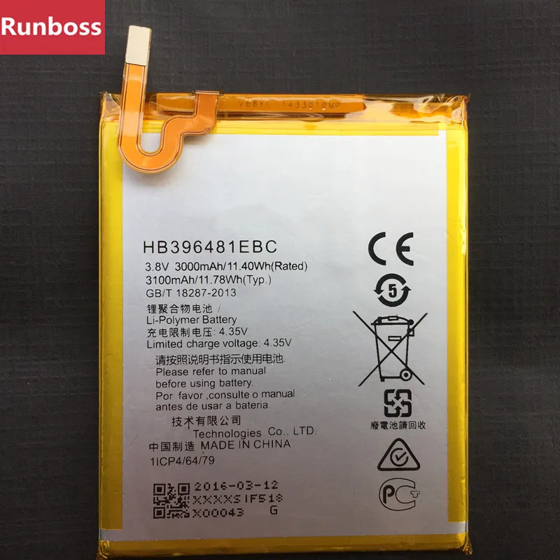 Runboss Original HB396481EBC Real Capacity 3000/3100mAh Battery For Huawei ASCEND Honor 5A 5X Y6II G7 PLUS G8 G8X Battery
Runboss Original HB396481EBC Real Capacity 3000/3100mAh Battery For Huawei ASCEND Honor 5A 5X Y6II G7 PLUS G8 G8X Battery