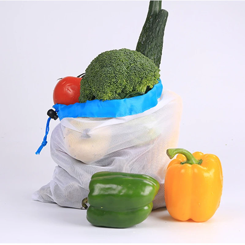 

1PC Reusable Mesh Produce Bag Washable Eco Friendly Bags for Grocery Shopping Storage Fruit Vegetable Toys Sundries HA