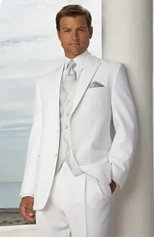 New Style White Groom Tuxedo Groomsmen Peak Lapel Wedding/Dinner/Evening Suits Best Man Bridegroom (Jacket+Pants+Tie+Vest) B73
New Style White Groom Tuxedo Groomsmen Peak Lapel Wedding/Dinner/Evening Suits Best Man Bridegroom (Jacket+Pants+Tie+Vest) B73