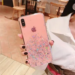 Прозрачный чехол с блёстками, для iPhone 8 7 Plus 6 6s X XR XS MAX 10