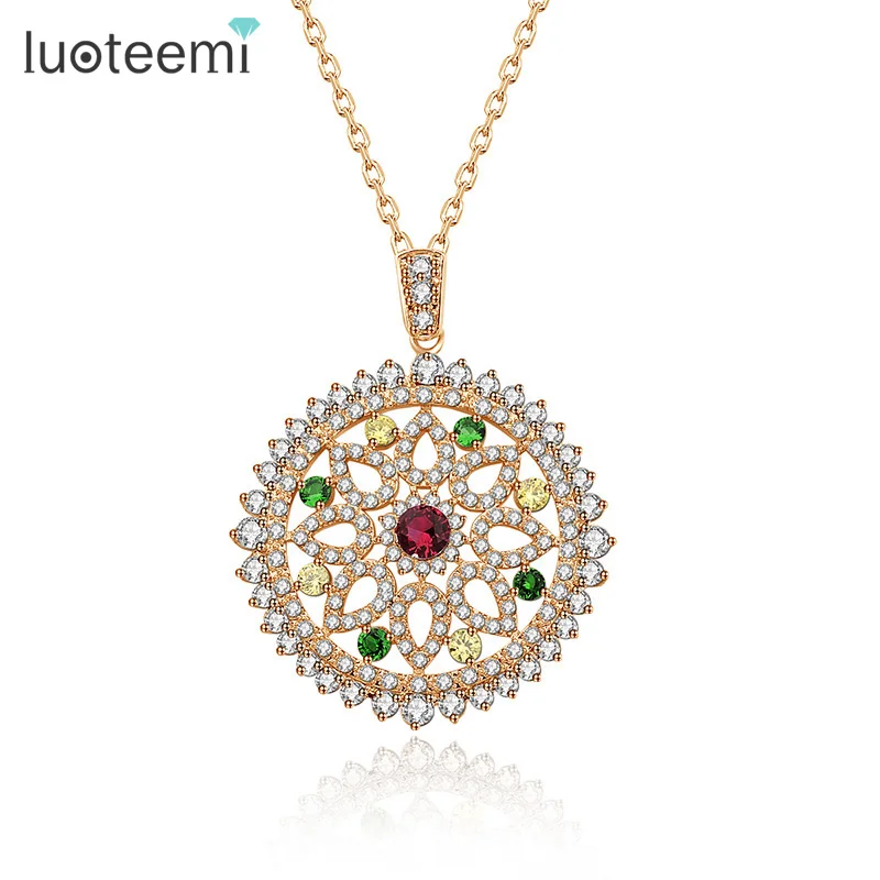 LUOTEEMI Europe Design Luxury Vintage Necklace Rose Gold-Color Multi Cubic Zircon Micro Paved Big Round Pendant Necklace
LUOTEEMI Europe Design Luxury Vintage Necklace Rose Gold-Color Multi Cubic Zircon Micro Paved Big Round Pendant Necklace