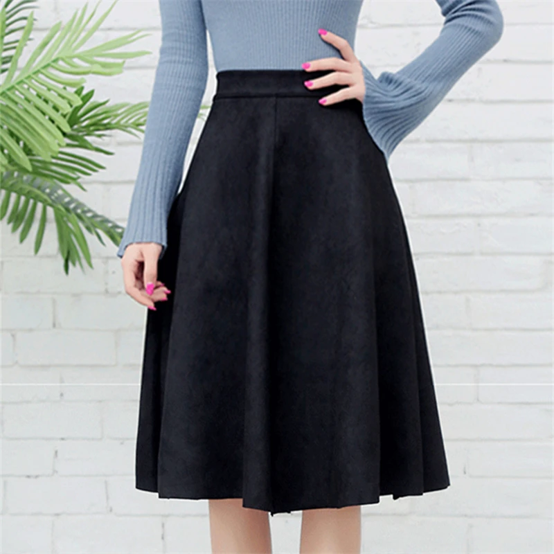 Neophil Женская замшевая юбка средней длины с высокой талией 2020 зимняя винтажная