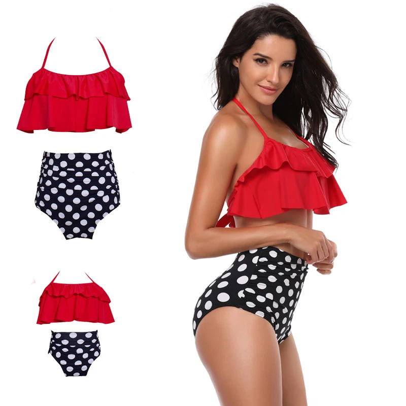 Family Matching Clothes Mother And Daughter Swimsuit Flounce Bikini Polka Dot Tie Wrap Bathing Suit Family Look Nylon Red
Family Matching Clothes Mother And Daughter Swimsuit Flounce Bikini Polka Dot Tie Wrap Bathing Suit Family Look Nylon Red