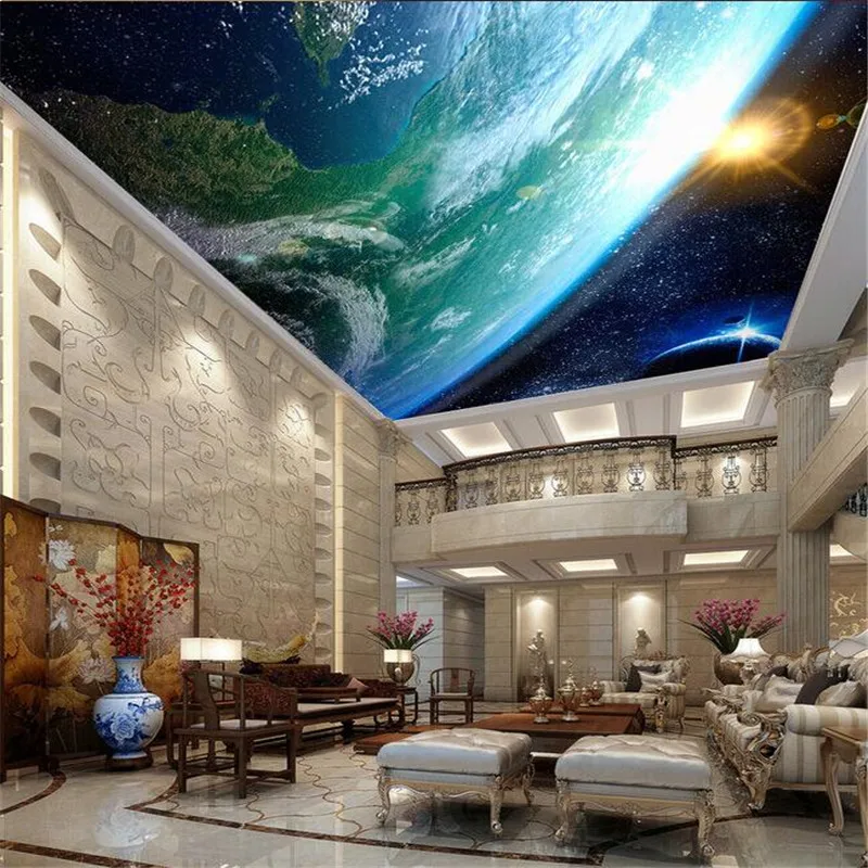 

beibehang photo stereo Dream Galactic cosmic sky ceiling papel de parede 3d mural wallpaper for walls 3 d wall papers home decor