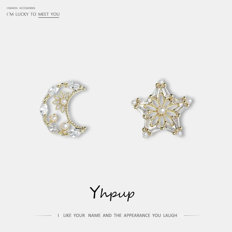 Yhpup Trendy Sweet Romantic Star Moon Stud Earrings Cubic Zirconia Imitation Pearls Earrings for Girl Women Party Accessories
Yhpup Trendy Sweet Romantic Star Moon Stud Earrings Cubic Zirconia Imitation Pearls Earrings for Girl Women Party Accessories