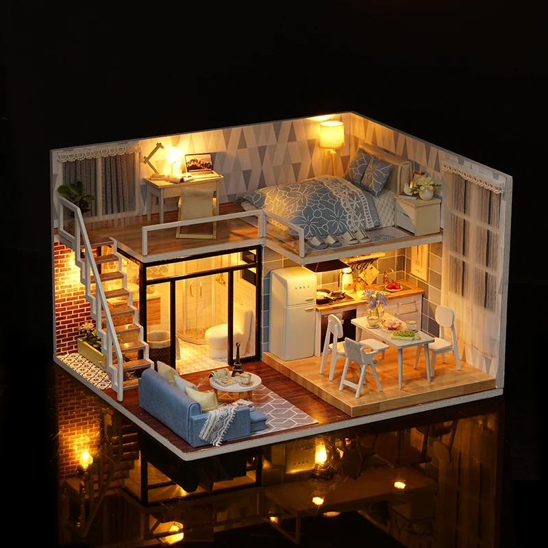 JIMITU CuteRoom Blue Time Doll House DIY Miniature With Furniture Music Light Cover Miniature Model Gift Decor Baby Love Toys
JIMITU CuteRoom Blue Time Doll House DIY Miniature With Furniture Music Light Cover Miniature Model Gift Decor Baby Love Toys