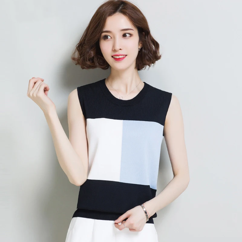 

Fashion Women O-neck Vest Camisole Casual Tops Sling Tank Tops Knit Vest Stretch Ladies Slim Sexy With Strips Camis Tops
