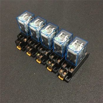 

5 sets LY2NJ DC 12V 24V 110V 220V AC Coil Power Relay Miniature 8 Pin DPDT 10A LY2N-J HH62P JQX-13F LY2 With PTF08A Socket Base