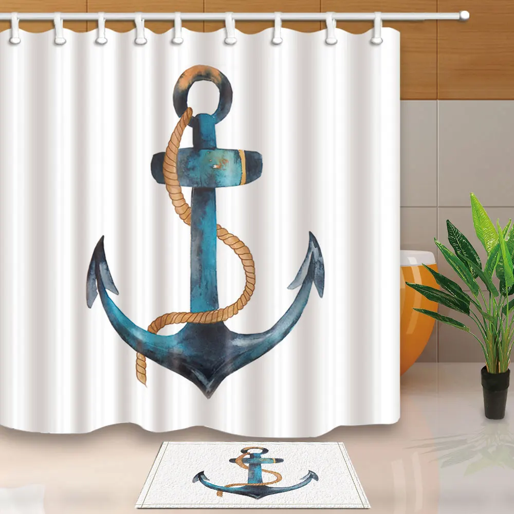 Shower Curtains Boat Anchor with Rope Stripes Bathroom Curtains Polyester Fabric Waterproof and Mildew Proof With 12 Hooks
Shower Curtains Boat Anchor with Rope Stripes Bathroom Curtains Polyester Fabric Waterproof and Mildew Proof With 12 Hooks