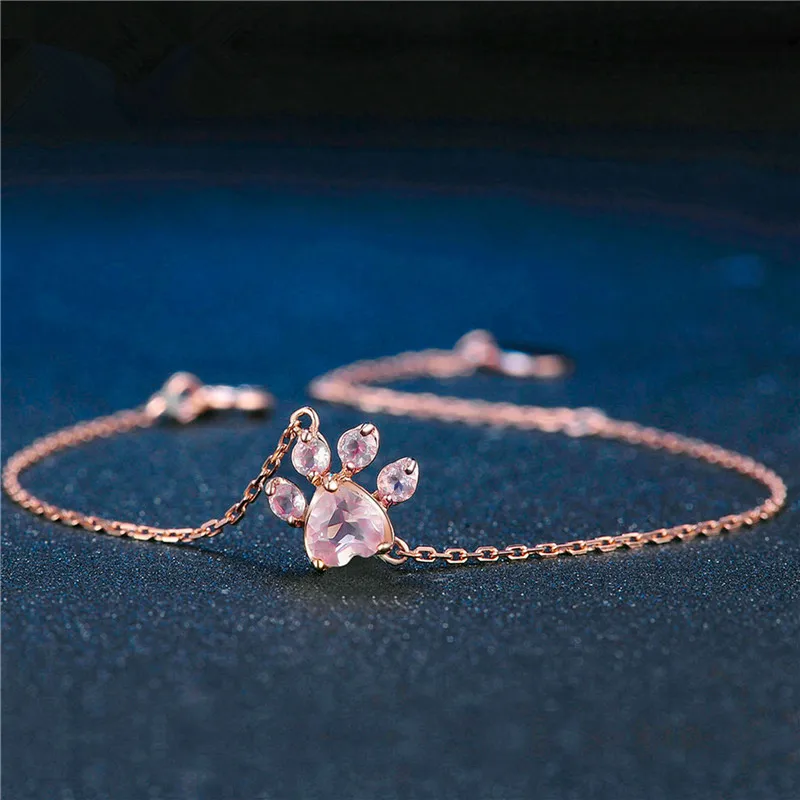 QCOOLJLY Rose Gold Color Women Bracelets Fashion Jewelry White Pink Crystal Cat's Claw Pendants Charm Wrist Chain Wholesale
QCOOLJLY Rose Gold Color Women Bracelets Fashion Jewelry White Pink Crystal Cat's Claw Pendants Charm Wrist Chain Wholesale