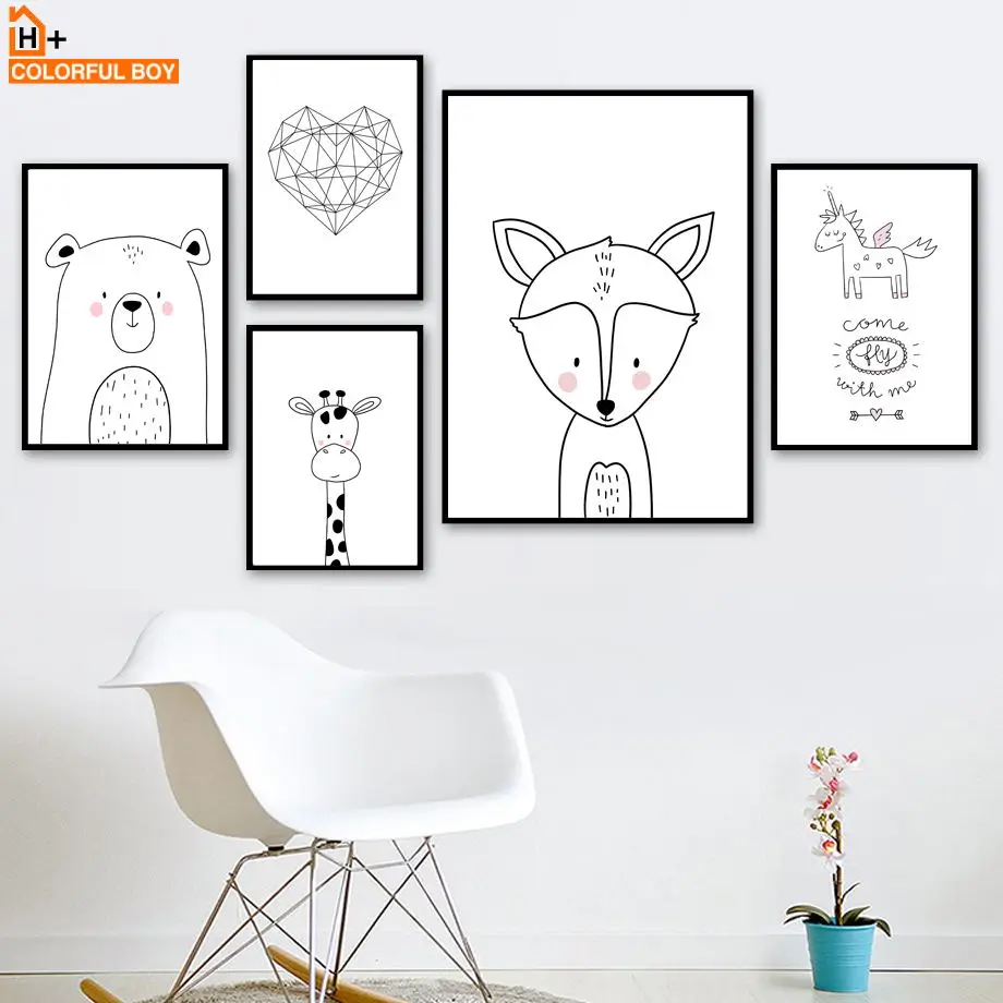 Fox Bear Giraffe Unicorn Heart Wall Art Canvas Painting Nordic Posters And Prints Animal Wall Pictures Baby Kids Room Home Decor
Fox Bear Giraffe Unicorn Heart Wall Art Canvas Painting Nordic Posters And Prints Animal Wall Pictures Baby Kids Room Home Decor