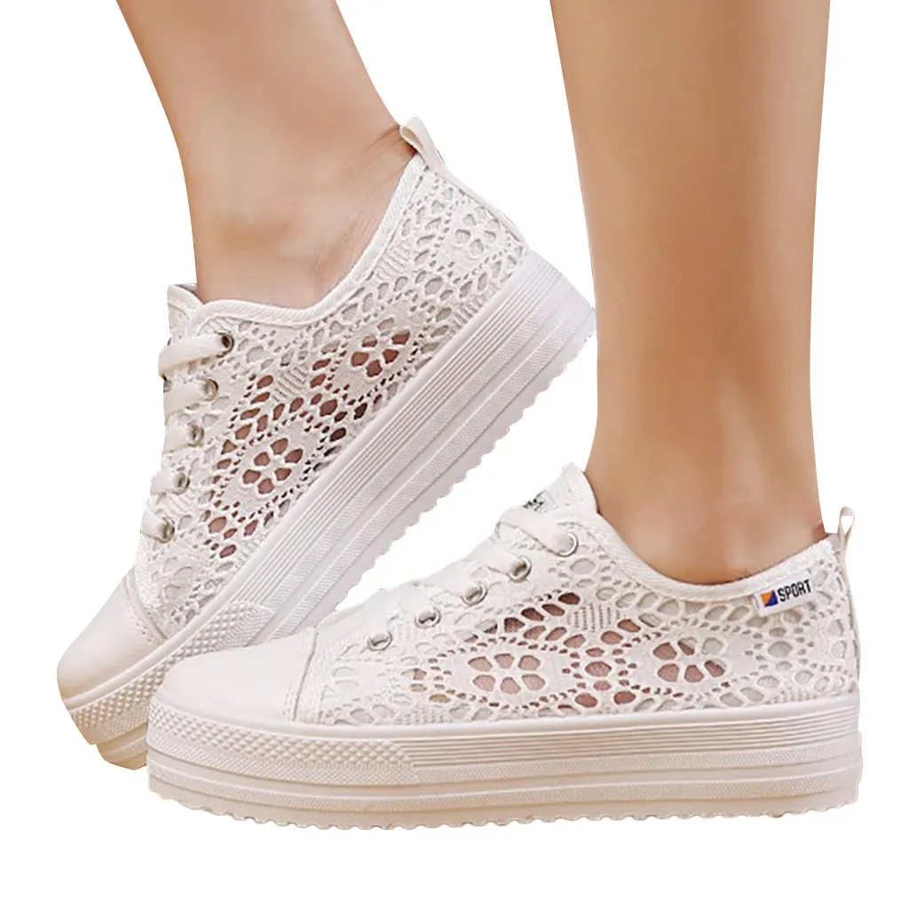 white lace canvas shoes