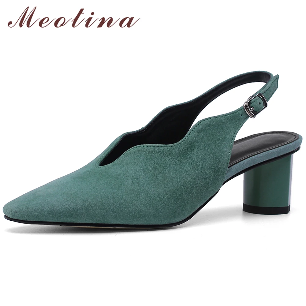 Meotina High Heels Women Glove Shoes Kid Suede Chunky Heels Slingbacks Shoes Genuine Leather Buckle Office Lady Shoes Size 33-43
Meotina High Heels Women Glove Shoes Kid Suede Chunky Heels Slingbacks Shoes Genuine Leather Buckle Office Lady Shoes Size 33-43