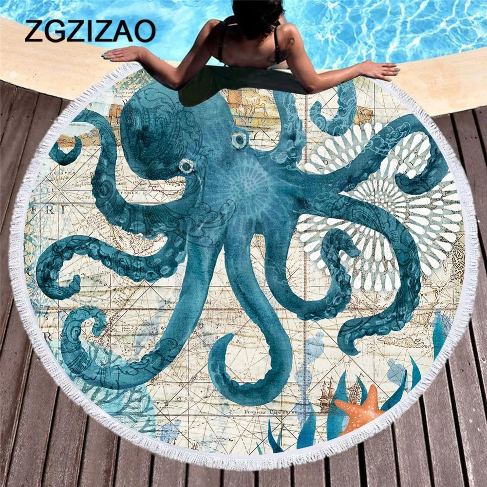 Marine Life Printed Beach Towel Dolphin Sea Horse Turtle Octopus Round Summer Microfiber Bath Towel Home Decoration Yoga Mats
Marine Life Printed Beach Towel Dolphin Sea Horse Turtle Octopus Round Summer Microfiber Bath Towel Home Decoration Yoga Mats