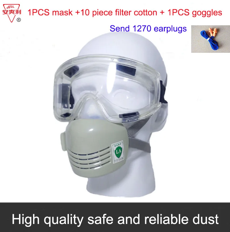 

ASL-A Silica gel safety respirator mask 1PCS mask + 1PCS goggles Soft and comfortable Anti-dust industrial safety respirator
