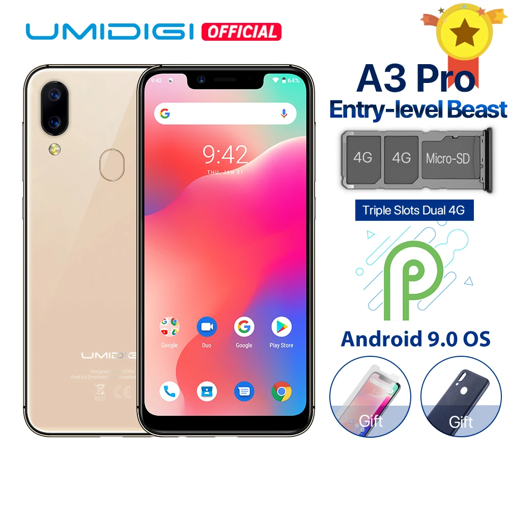 UMIDIGI A3 Pro Android 9 0 глобальные диапазоны 5 7 &quot19:9 полноэкранный смартфон 3 Гб