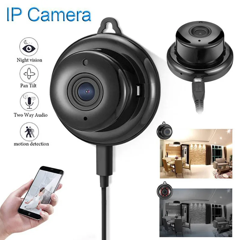 New 1pc 2.8mm Wireless Mini WIFI IP Camera Night Vision Smart Home Security Camcorders US/EU Plug Mayitr