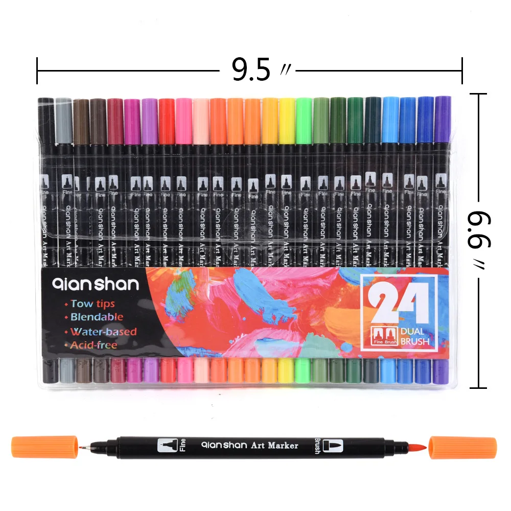 24 Colors Markers Brush Pen Drawing Set Artist Dual Head Sketch Water Art Marker Highlighter For School Acid-Free Marker Pens
24 Colors Markers Brush Pen Drawing Set Artist Dual Head Sketch Water Art Marker Highlighter For School Acid-Free Marker Pens