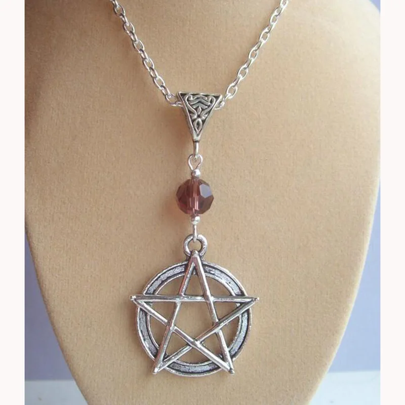 Purple Crystal Bead & Pentacle Pentagram Design Necklace For Women Wicca Pagan Witch Pendant Necklace Collier Choker Bijoux
Purple Crystal Bead & Pentacle Pentagram Design Necklace For Women Wicca Pagan Witch Pendant Necklace Collier Choker Bijoux