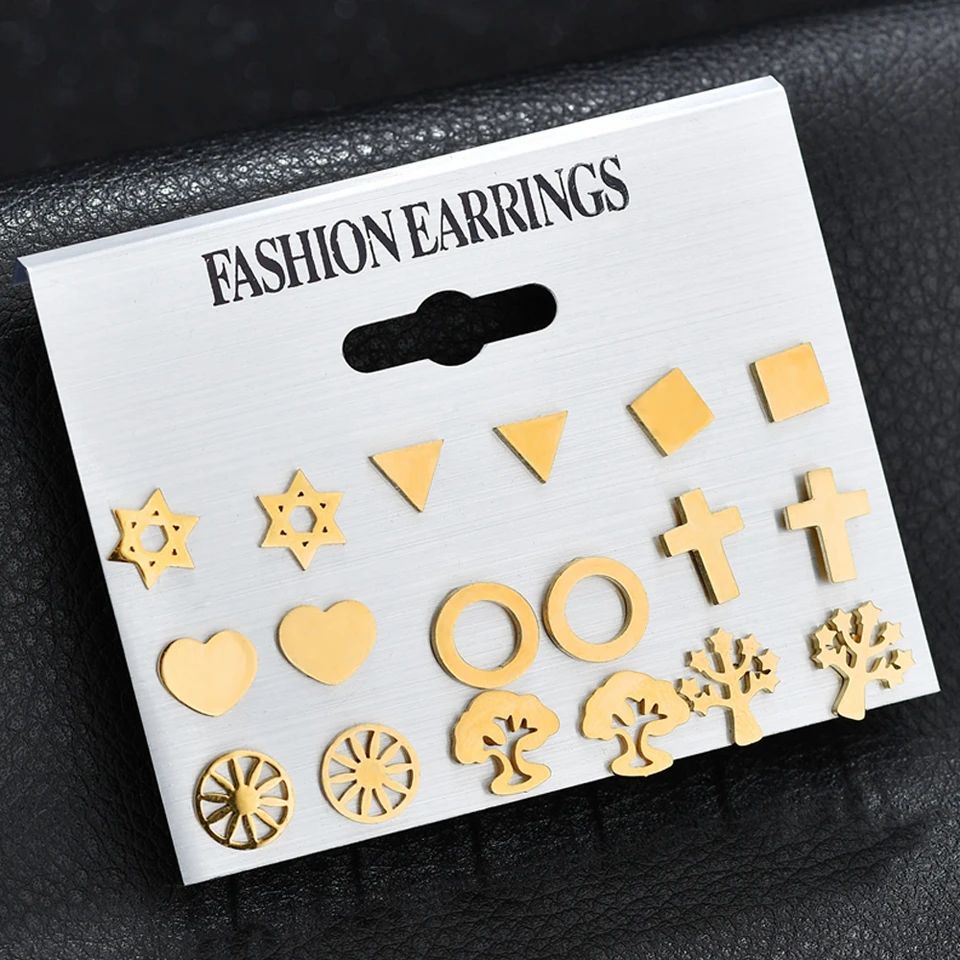 9 Pair Fashion Punk Accessories Stainless Steel Crystal Stud Earring Set For Women Square/Triangle Round Design Brincos Jewelry
9 Pair Fashion Punk Accessories Stainless Steel Crystal Stud Earring Set For Women Square/Triangle Round Design Brincos Jewelry