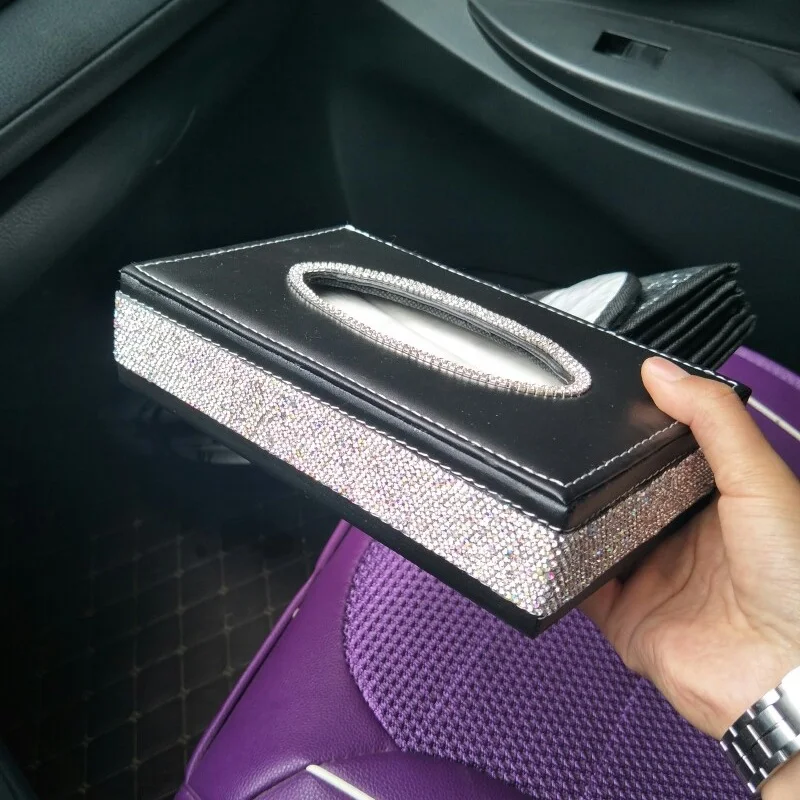 Nice Gift Black Leather Car Tissue Box with Crystals Block Type Sparkly Car Towel Paper Box Cover Case for Men and Women
Nice Gift Black Leather Car Tissue Box with Crystals Block Type Sparkly Car Towel Paper Box Cover Case for Men and Women