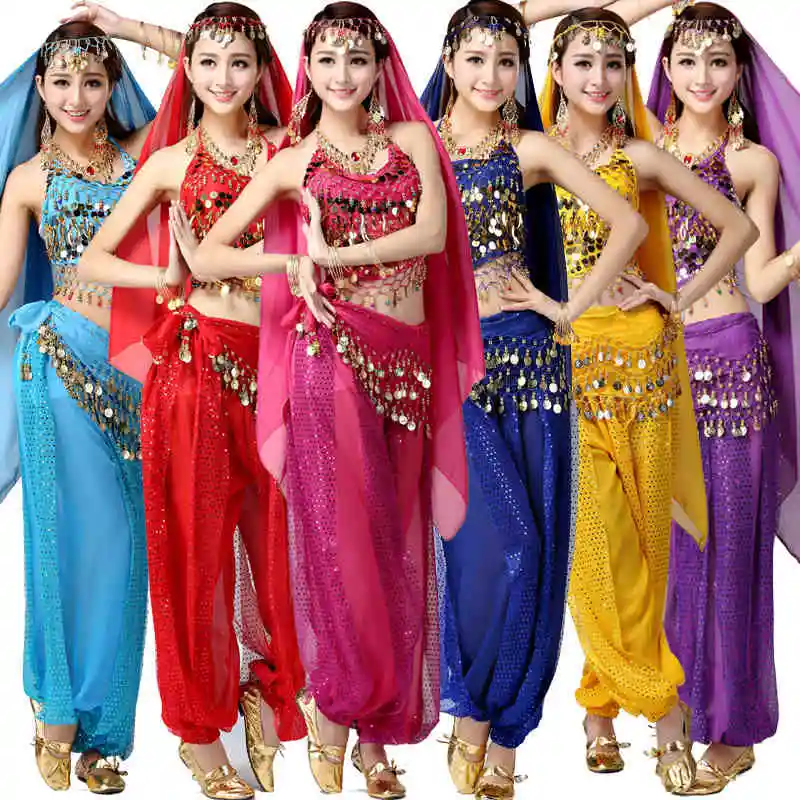 Belly Dance Costume Set Womens Dancing Sets Tribal Bollywood Indian Dress Performances Bellydance | Тематическая одежда и