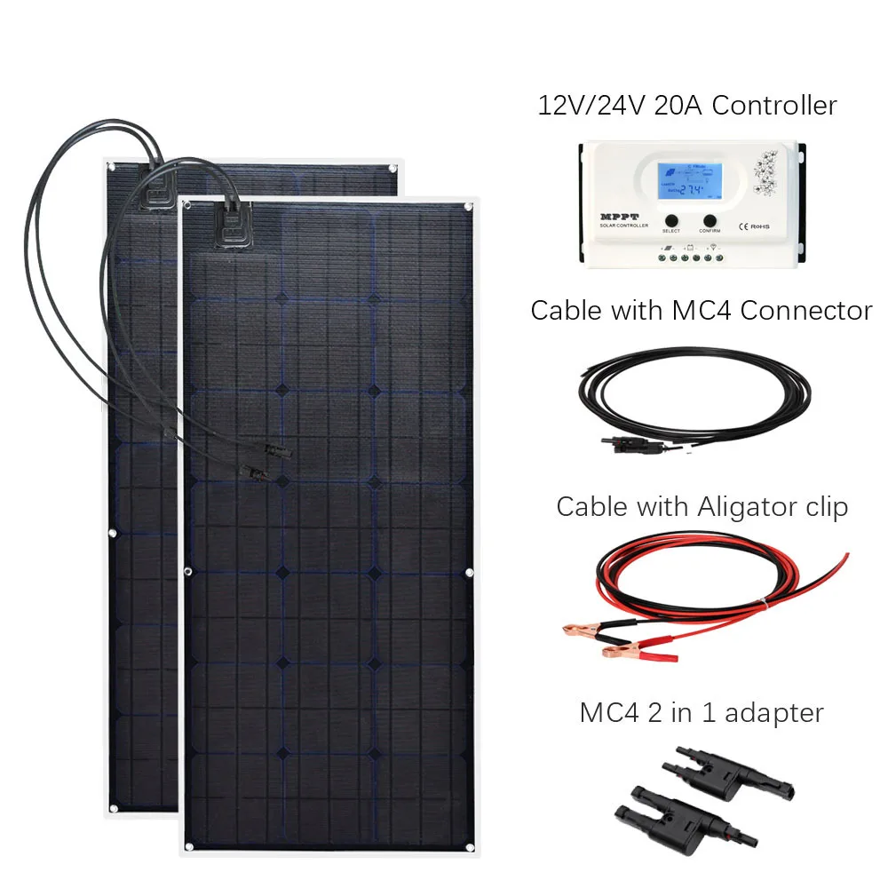 ETFE flexible solar panel 200w Class-A monocrystalline cell 100W 12V/24v solar MPPTcontroller dc waterproof Connector Connector
ETFE flexible solar panel 200w Class-A monocrystalline cell 100W 12V/24v solar MPPTcontroller dc waterproof Connector Connector