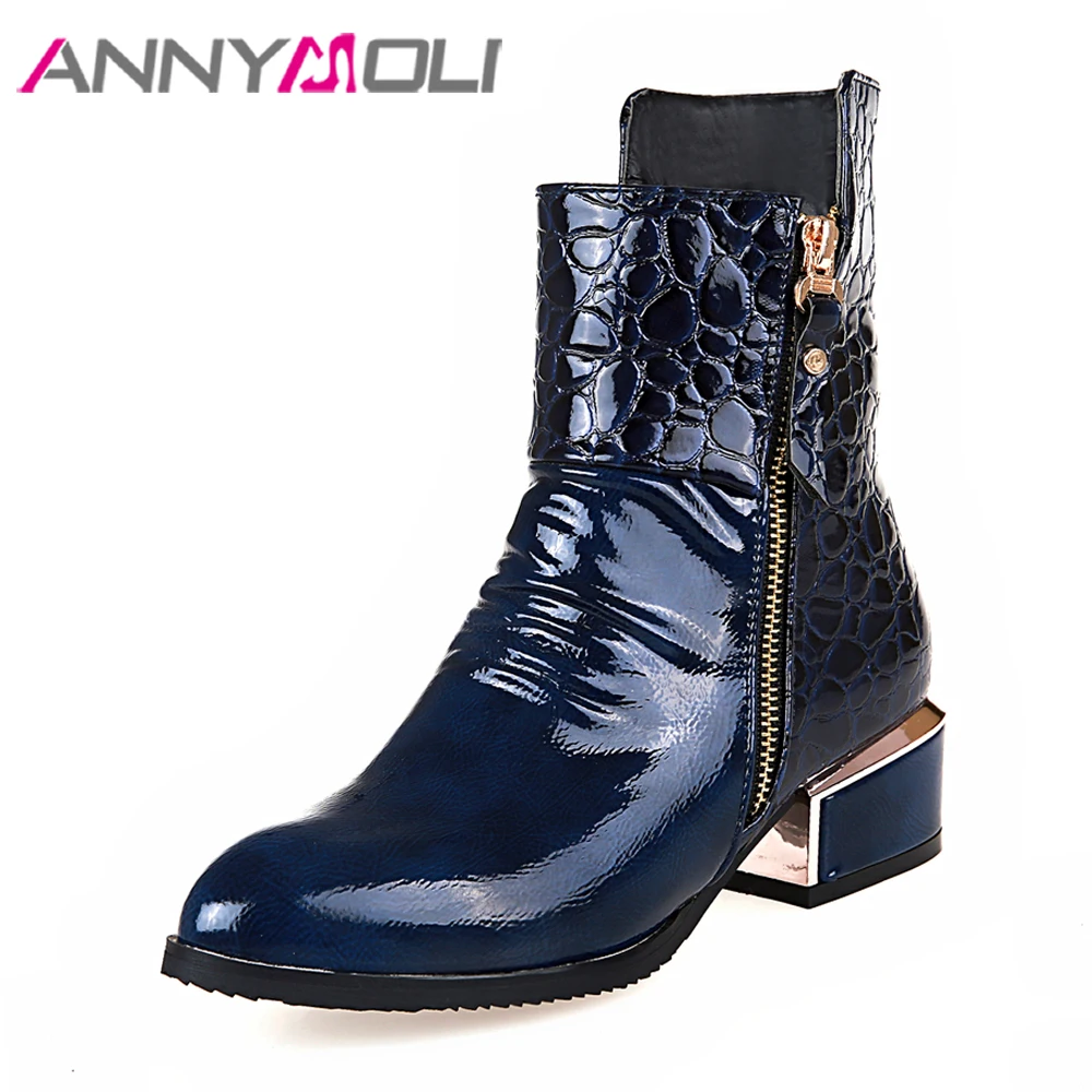 ANNYMOLI Women Chelsea Boots Fretwork Square Heels Ankle Boots New Autumn Zip Mid Heels Short Shoes Winter Blue Plus Size 3-10
ANNYMOLI Women Chelsea Boots Fretwork Square Heels Ankle Boots New Autumn Zip Mid Heels Short Shoes Winter Blue Plus Size 3-10