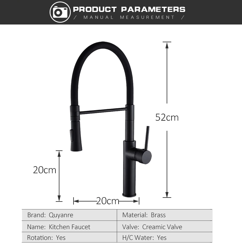 quyanre wanfan gappo matte black chrome pull out 2-way spray kitchen sink faucet single handle mixer tap Torneira De Cozinha41