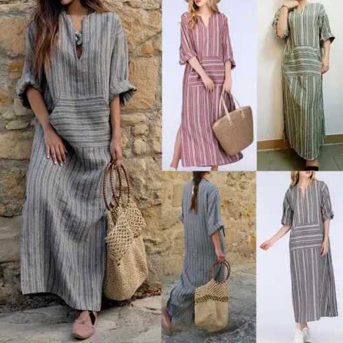 Casual Women Long Sleeve Loose Dress 2018 New Fashion Striped V-Neck Evening Party Maxi Summer Dresses Sundress Plus Size S-5XL
Casual Women Long Sleeve Loose Dress 2018 New Fashion Striped V-Neck Evening Party Maxi Summer Dresses Sundress Plus Size S-5XL