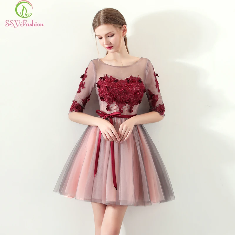 SSYFashion Short Cocktail Dresses Banquet Elegant Half Sleeves A-line Mini Lace Appliques Party Formal Gown Bride Dresses
SSYFashion Short Cocktail Dresses Banquet Elegant Half Sleeves A-line Mini Lace Appliques Party Formal Gown Bride Dresses