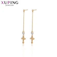 Xuping jóias único colorido design em forma de cruz ouro-cor chapeado brinco para presentes de natal feminino S121.7-97287(China)