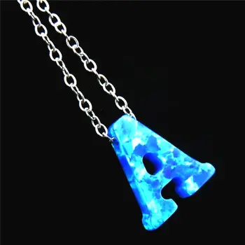 26 Initial Synthetic Letter Necklace A-Z Blue Fire Capital Letters Opal Pendant Stainless Steel Chain Necklace
26 Initial Synthetic Letter Necklace A-Z Blue Fire Capital Letters Opal Pendant Stainless Steel Chain Necklace