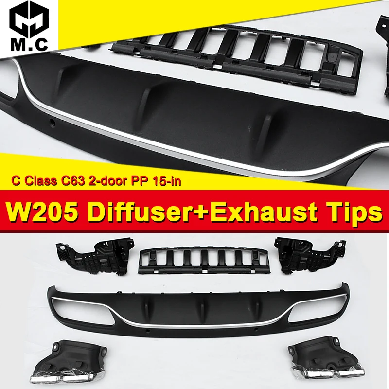 Fits For Benz W205 C63 Diffuser+Exhaust Tips 2 door Rear Bumper Diffuser Lip 4-Outlet Exhaust Endpipe C180 C200 C250 C300 15-in
Fits For Benz W205 C63 Diffuser+Exhaust Tips 2 door Rear Bumper Diffuser Lip 4-Outlet Exhaust Endpipe C180 C200 C250 C300 15-in