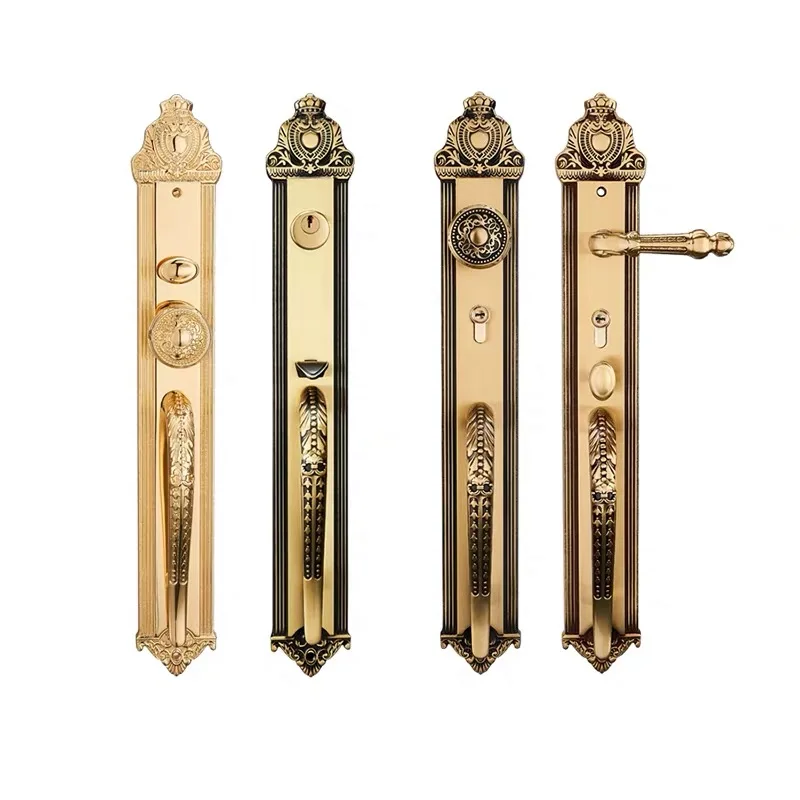European gate lock Guard against theft handle lock High-top Villa Double open bronze door lock Exquisite carved wooden door lock
European gate lock Guard against theft handle lock High-top Villa Double open bronze door lock Exquisite carved wooden door lock