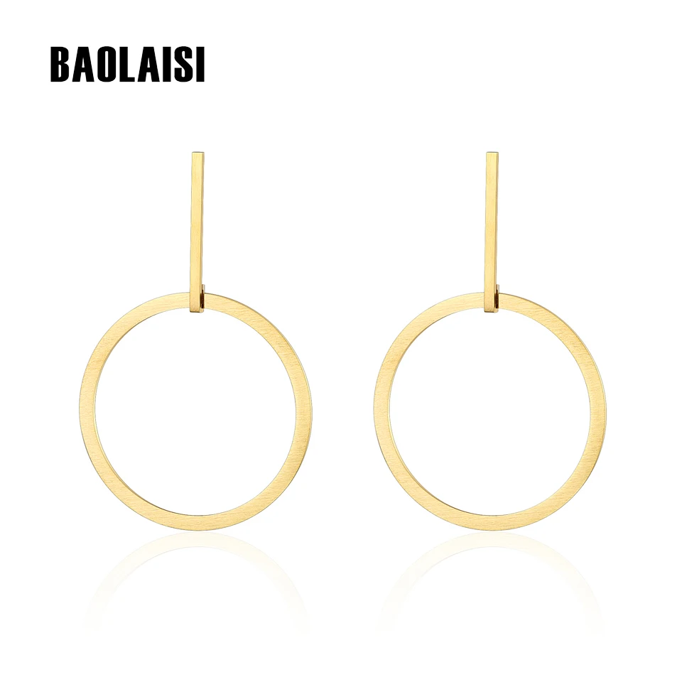 BAOLAISI Big Circle Round Stud Gold Color Stainless Steel Steampunk Style Long Dangle Earrings For Women Fashion Party Jewelry
BAOLAISI Big Circle Round Stud Gold Color Stainless Steel Steampunk Style Long Dangle Earrings For Women Fashion Party Jewelry