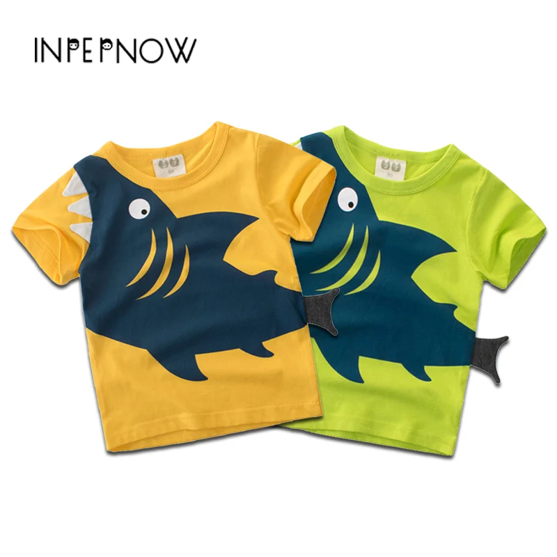 

INPEPNOW T Shirt for Boy Tshirt Kids T-shirt for Girls 2019 Shark Animal Print Cotton Shirts Children Bobo Choses Tops DX-CZX53
